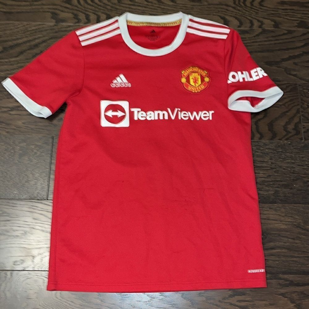 Red adidas Manchester United Soccer Jersey ⚽️ Team Viewer M FA 🏆 champions